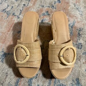 Elegant Tan Woven Slide Sandals